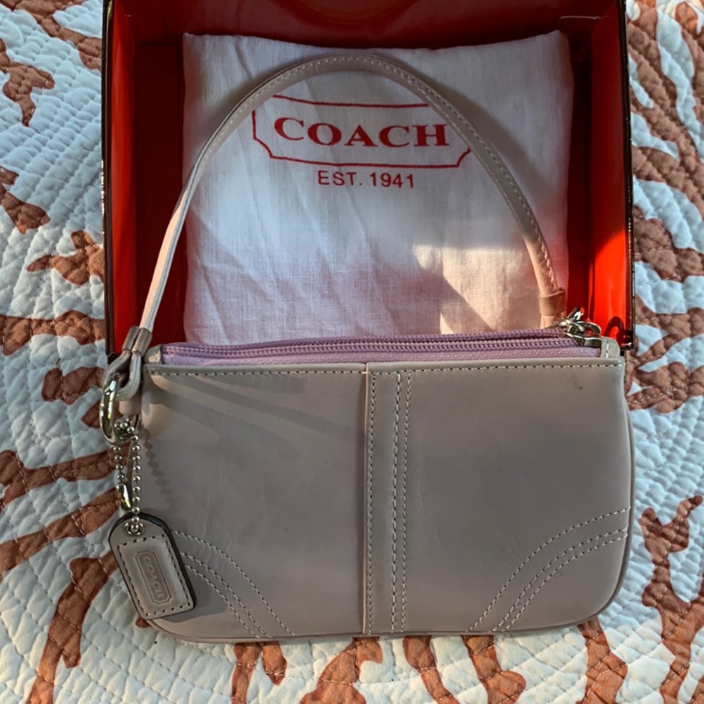 Coach leather wristlet in Lavender